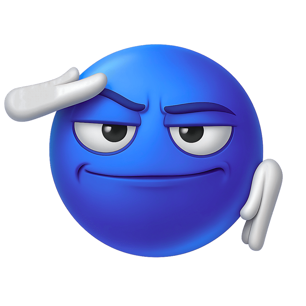 3D Blue Salute Emoji PNG Transparent Clipart with Raised Hand Gesture
