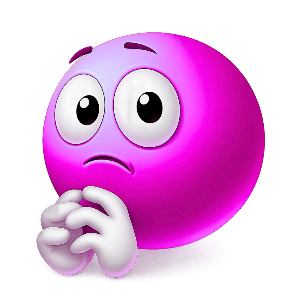 Purple Shy Emoji PNG – Nervous Face with Folded Hands on Transparent Background