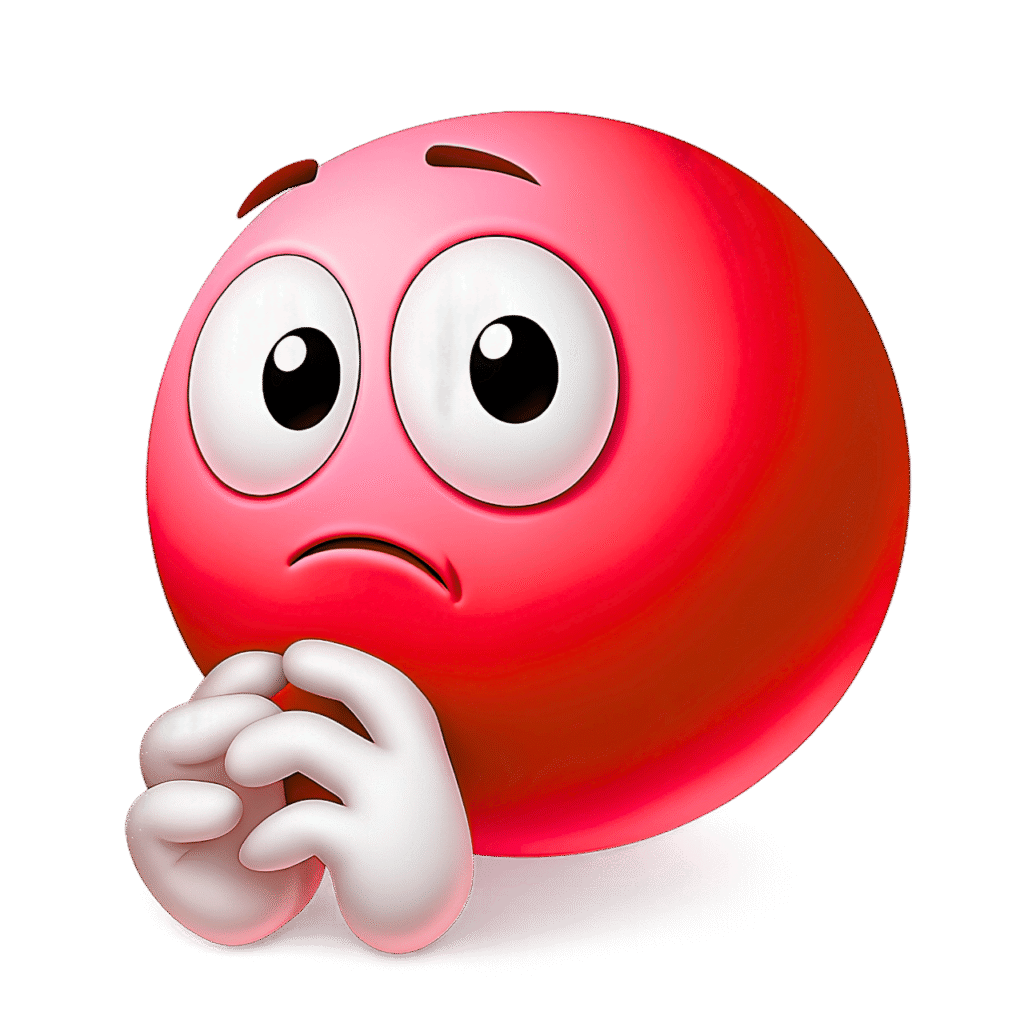 Red Shy Emoji PNG with Nervous Expression and Folded Hands – 3D ClipArt on Transparent Background