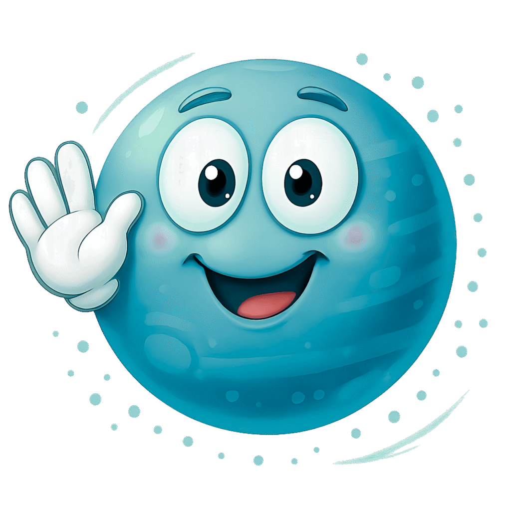 Friendly teal blue cartoon emoji waving with a big smile and cheerful eyes on transparent background.