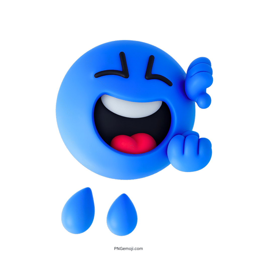3D blue ROFL emoji laughing with tears and hilarious joyful facial expression