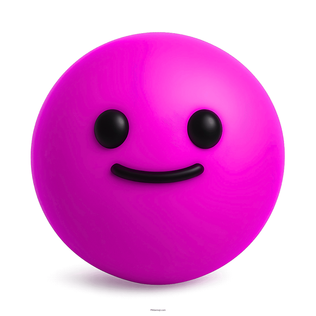 3D pink emoji face with black eyes and smile in minimalist TikTok style