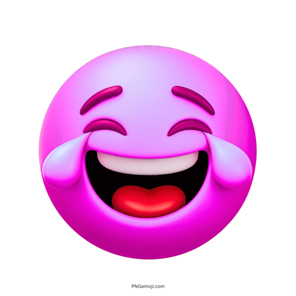 3D pink tears of joy emoji laughing with happy tears and curved eyes