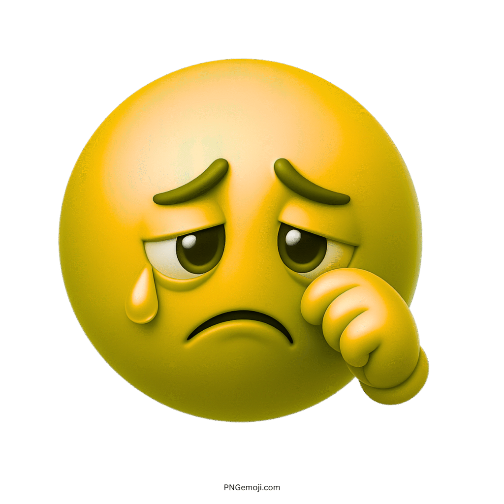 3D yellow sad emoji with tear and wiping hand emotional expression face