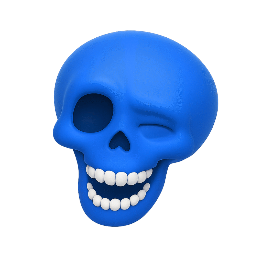 Blue Winking Skull Reaction Emoji PNG with Transparent Background