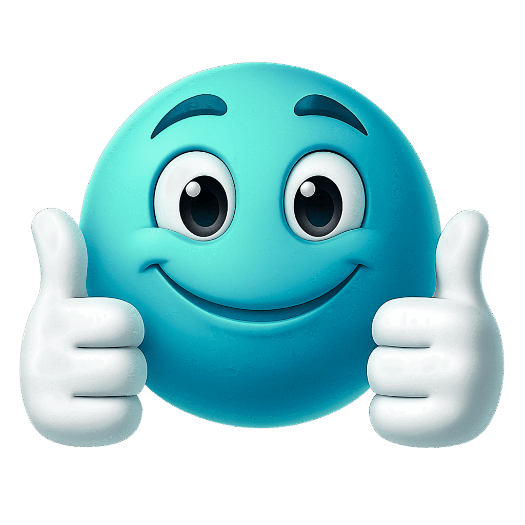 Happy Blue Emoji Giving Two Thumbs Up – 3D Approval Gesture on Transparent Background