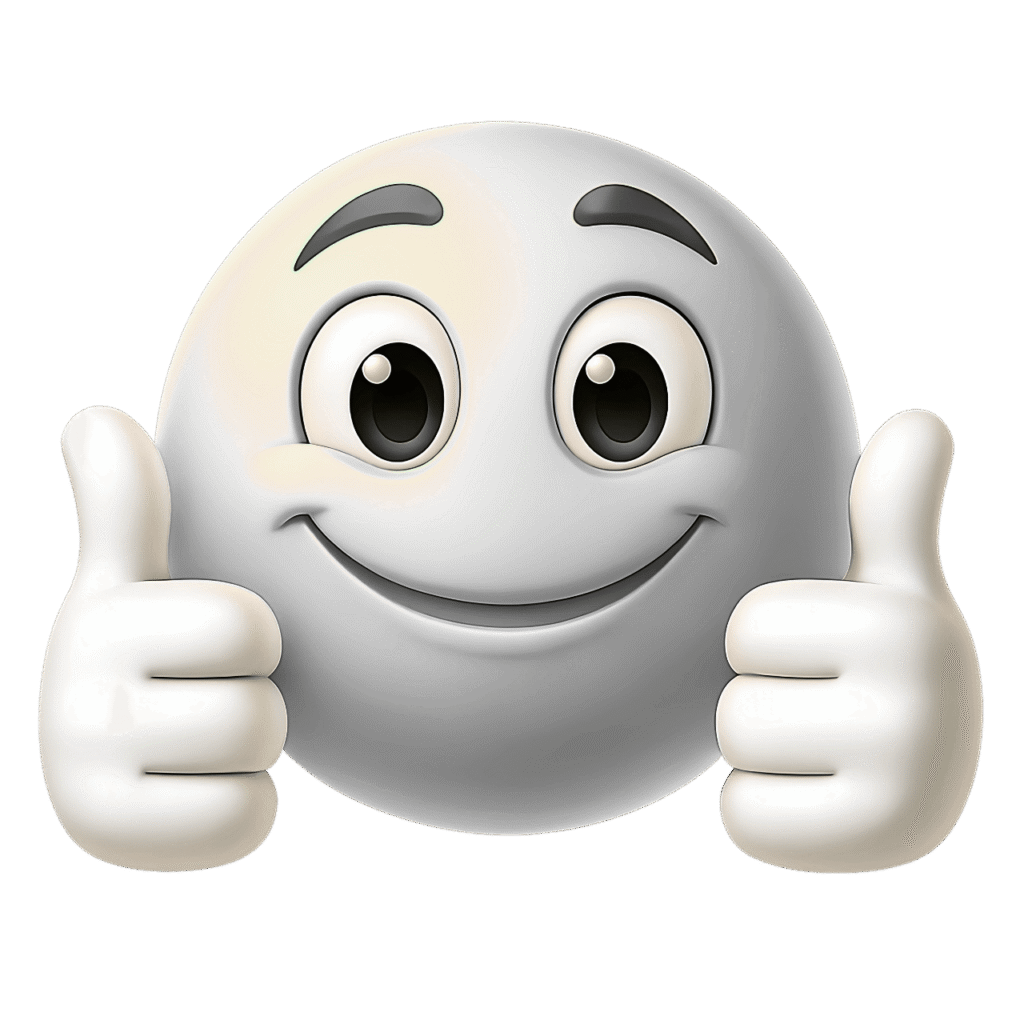 3D Smiling Emoji with Double Thumbs Up Gesture – Positive Reaction PNG Transparent Background