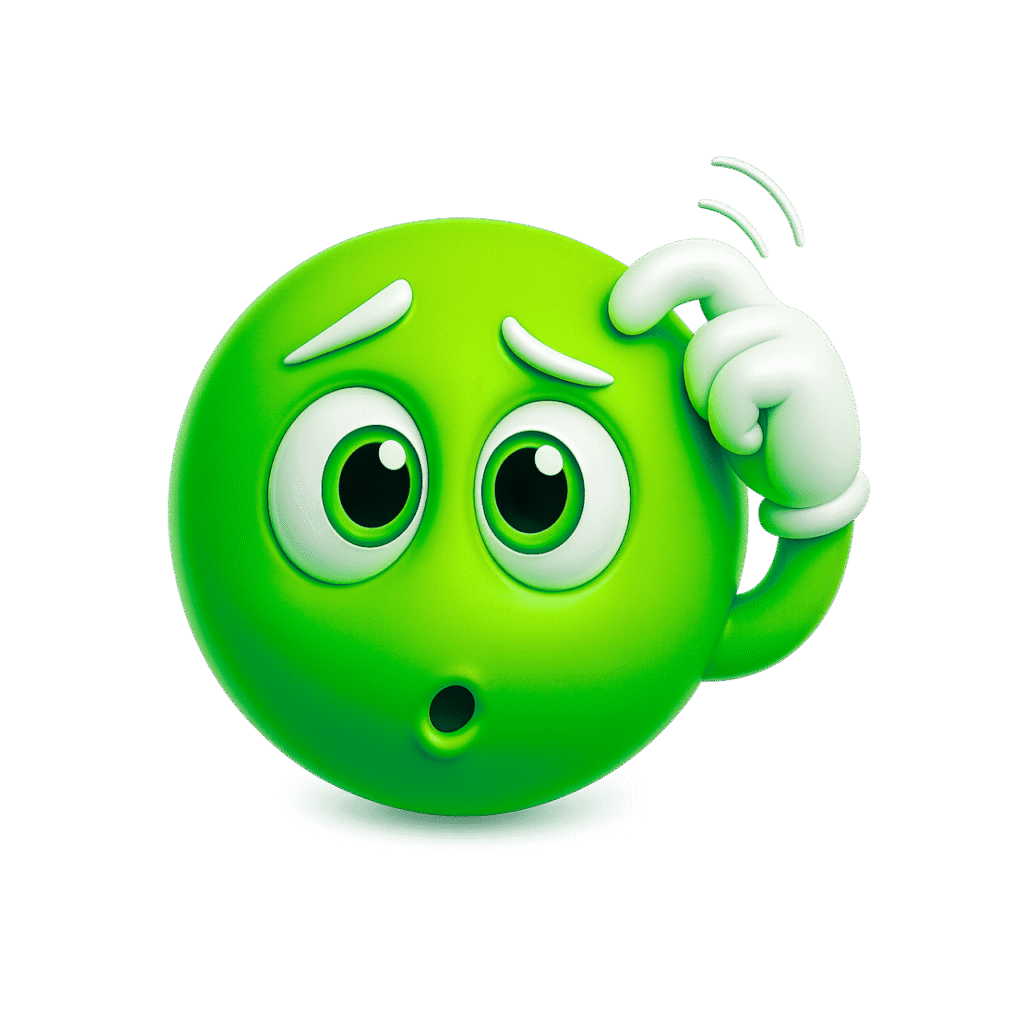 This 3D green scratching head emoji is perfect for expressing confusion, hesitation, or a “What’s going on?” moment. With a vivid green color, oversized expressive eyes, and a puzzled look, it adds character to any chat or design. The emoji’s raised eyebrows and iconic white-gloved hand scratching its head bring that classic “thinking hard” emotion to life. Ideal for use in social media posts, reactions, memes, or even educational and tech-related visuals. It’s free to download, high resolution, and comes with a transparent background — ready to be used anywhere!