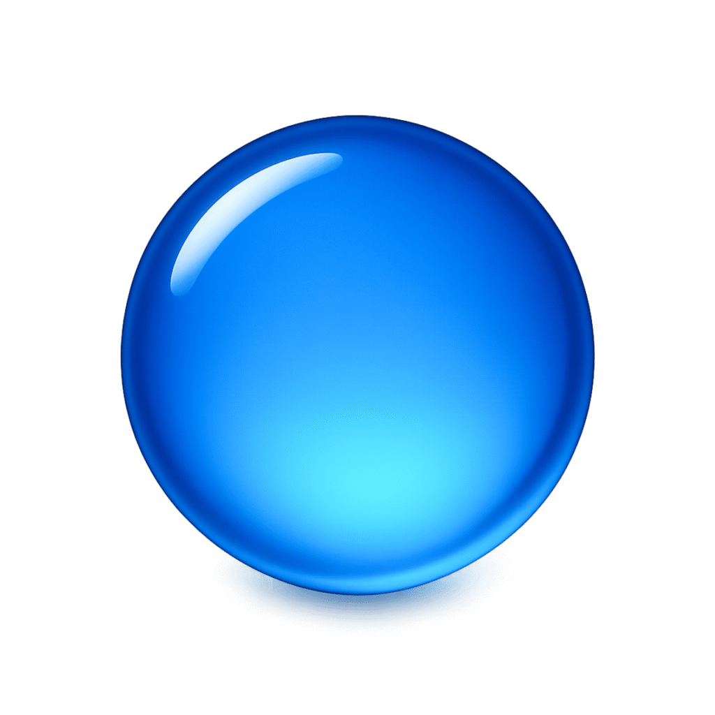 High-resolution 3D blue circle emoji with glossy shine and transparent background