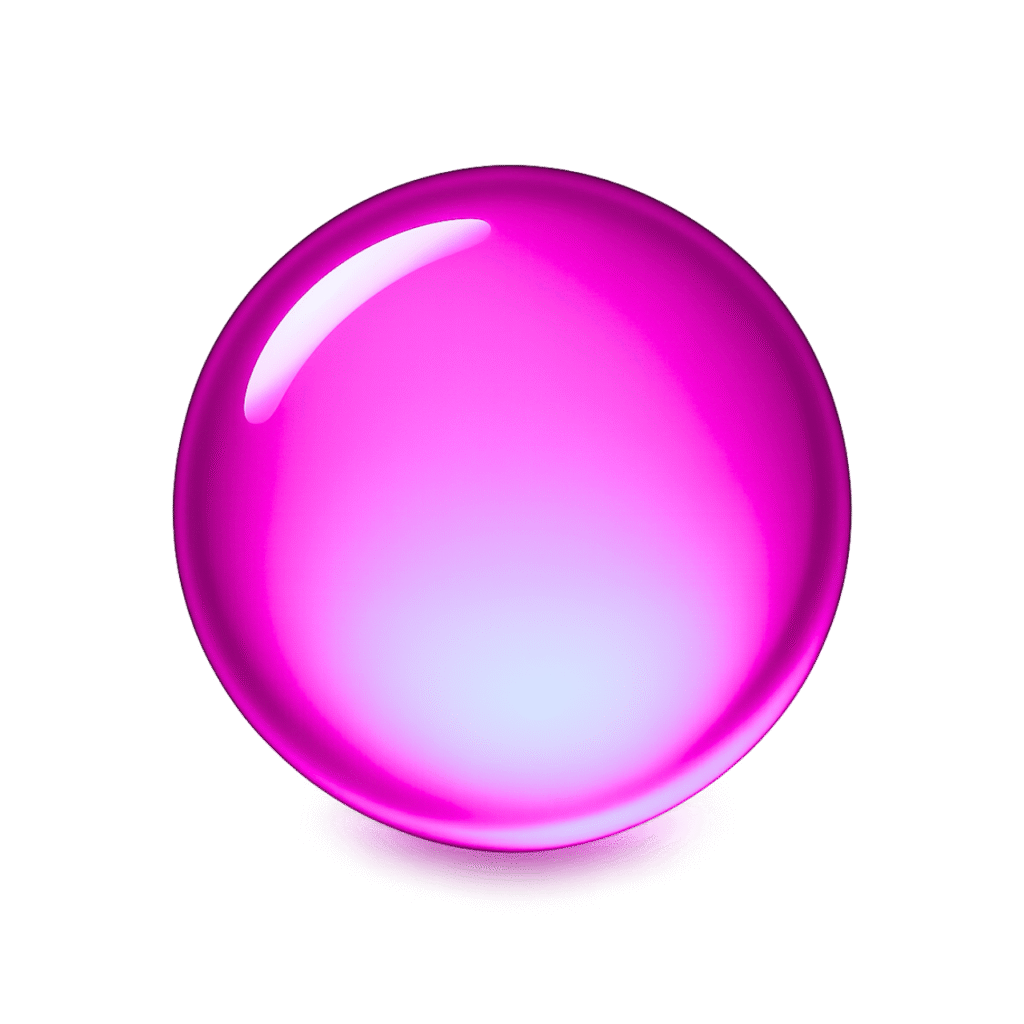 Bright pink circle emoji with glowing center, 3D gloss effect, and transparent background for design use