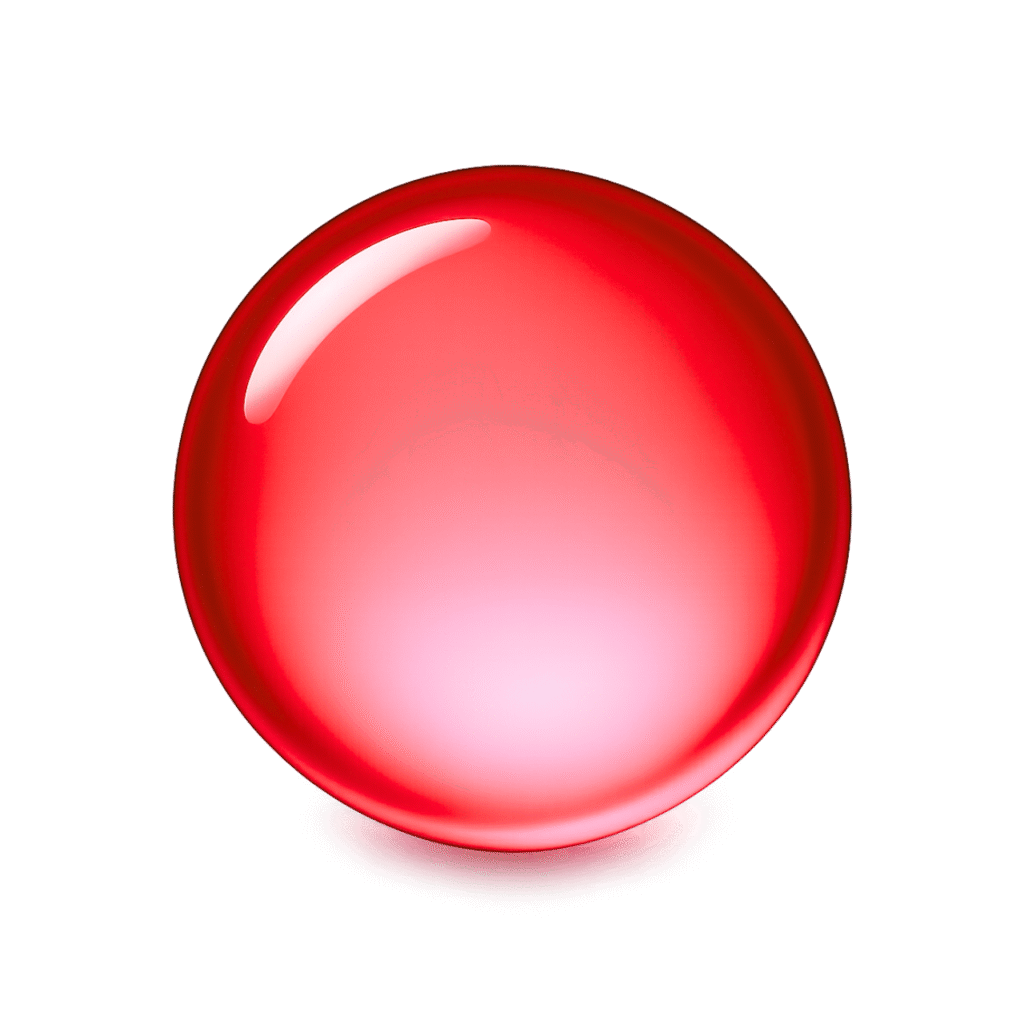 High-resolution red circle emoji with glowing center, 3D shine, and transparent background