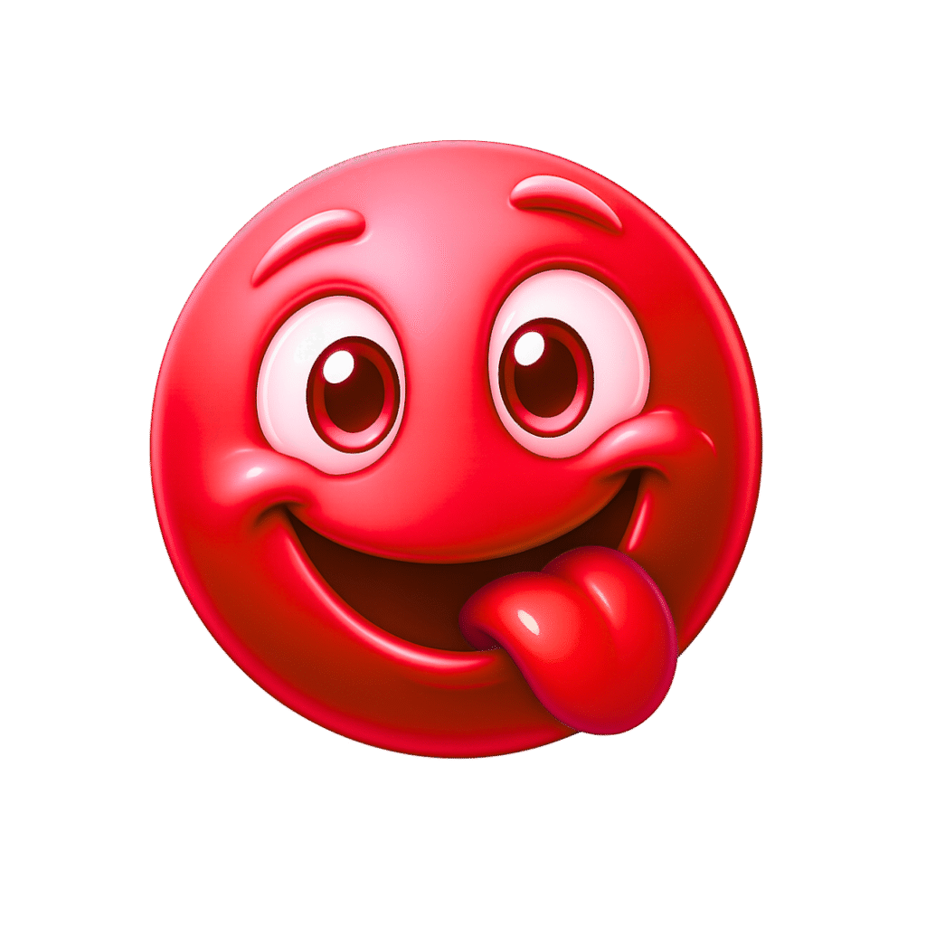 3D Red Yum Emoji with Playful Red Tongue – Transparent PNG
