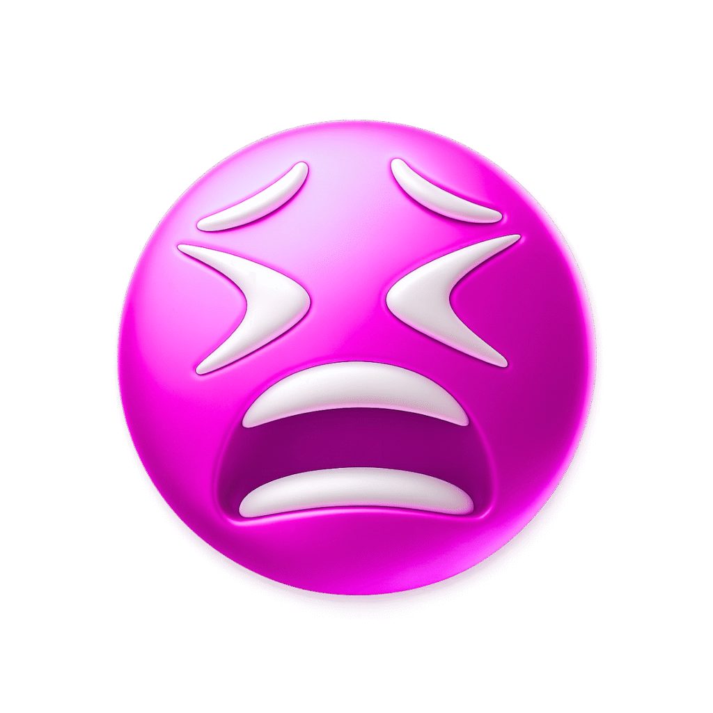 Pink 3D Moan Emoji with Glossy Finish and Distressed Face