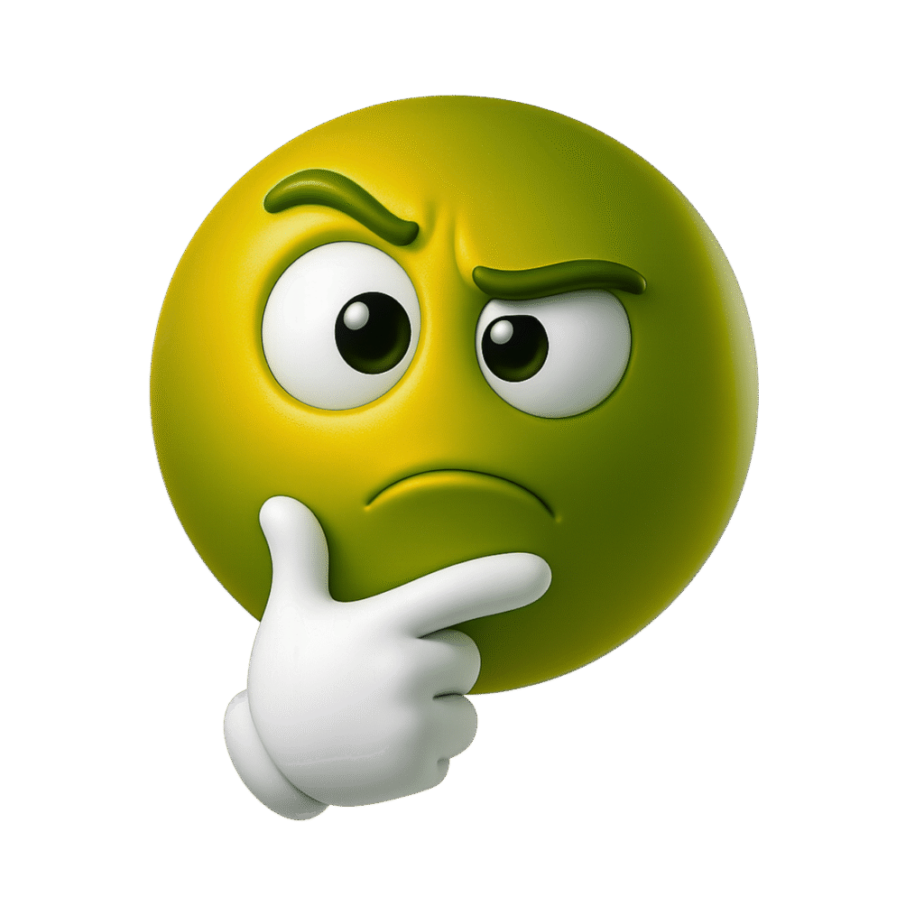 3D Thinking Emoji with White Glove Hand on Chin and Suspicious Eyebrows PNG Transparent