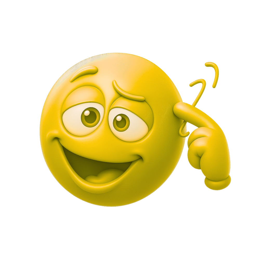 3D yellow dumb emoji with tilted head, crossed eyes, smirking face, and finger twirling gesture on a transparent background.