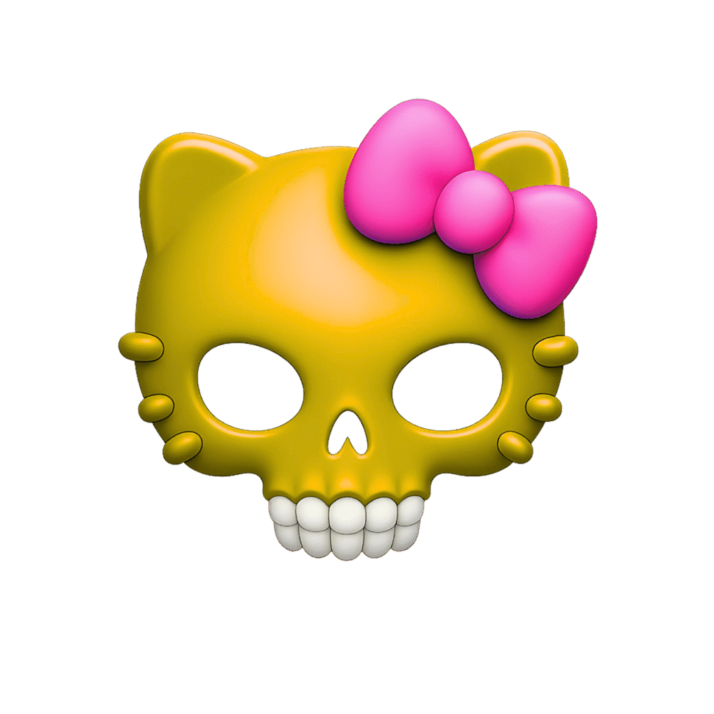 Download Yellow Hello Kitty Skull Emoji PNG – Cute Skull ClipArt with Transparent Background