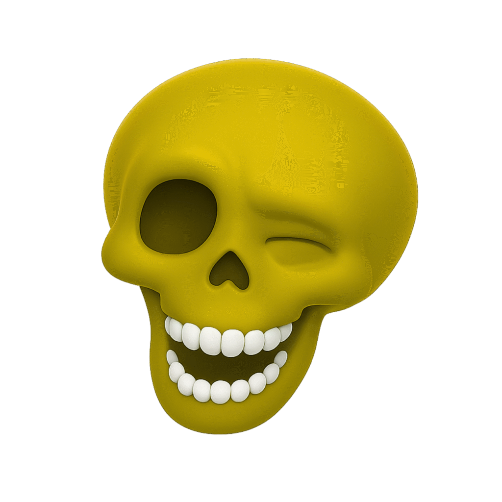 Yellow Winking Skull Emoji PNG with Transparent Background – Funny Reaction Clipart