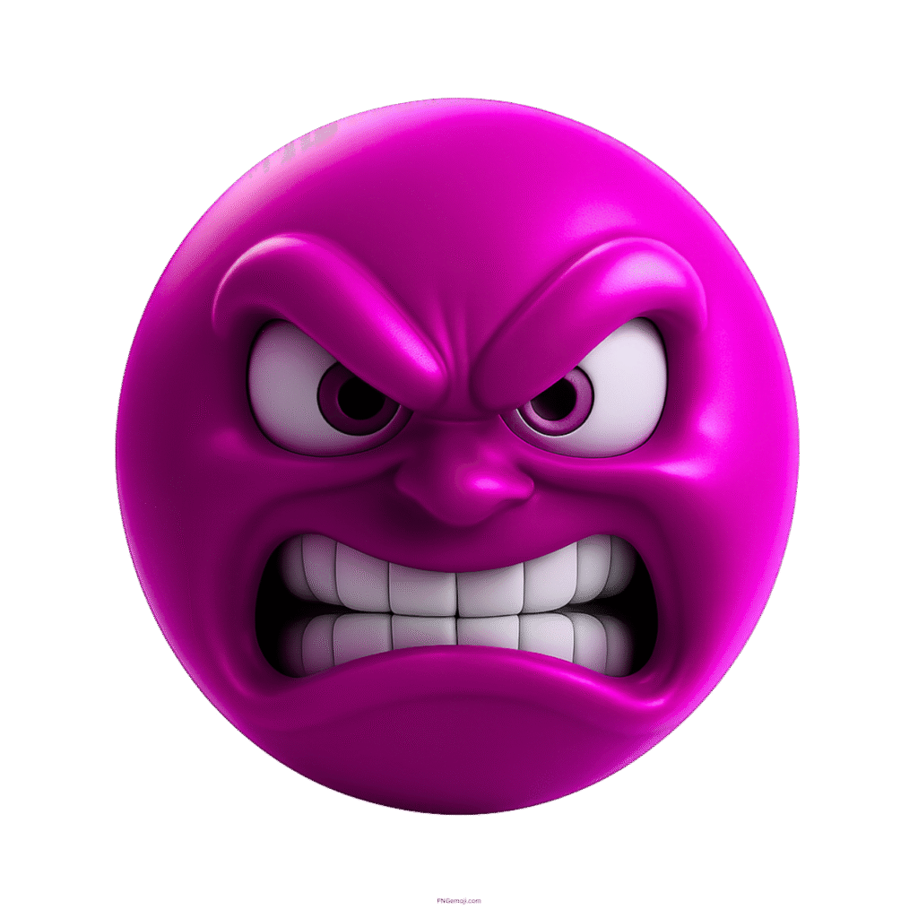 Purple emoji with furious expression and clenched teeth showing intense anger