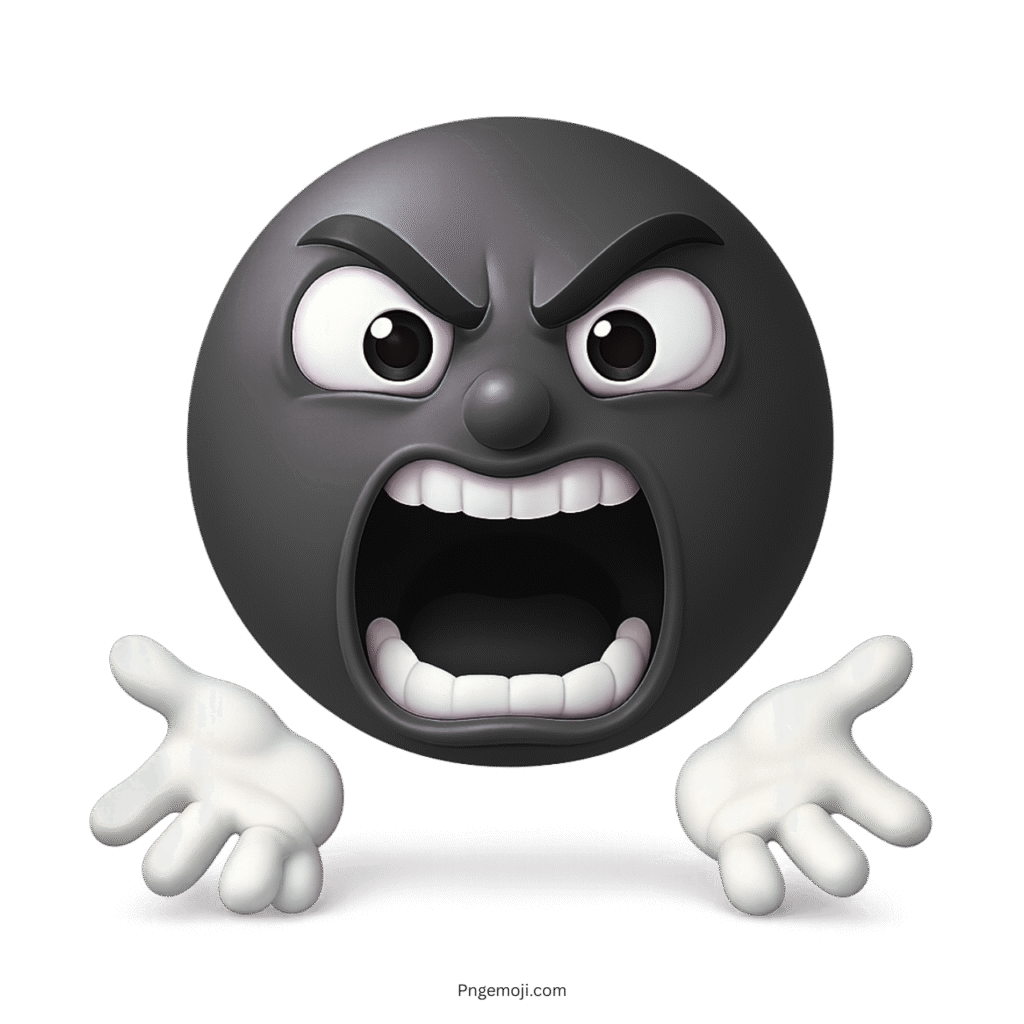 Black emoji face screaming with open hands showing intense argument or anger
