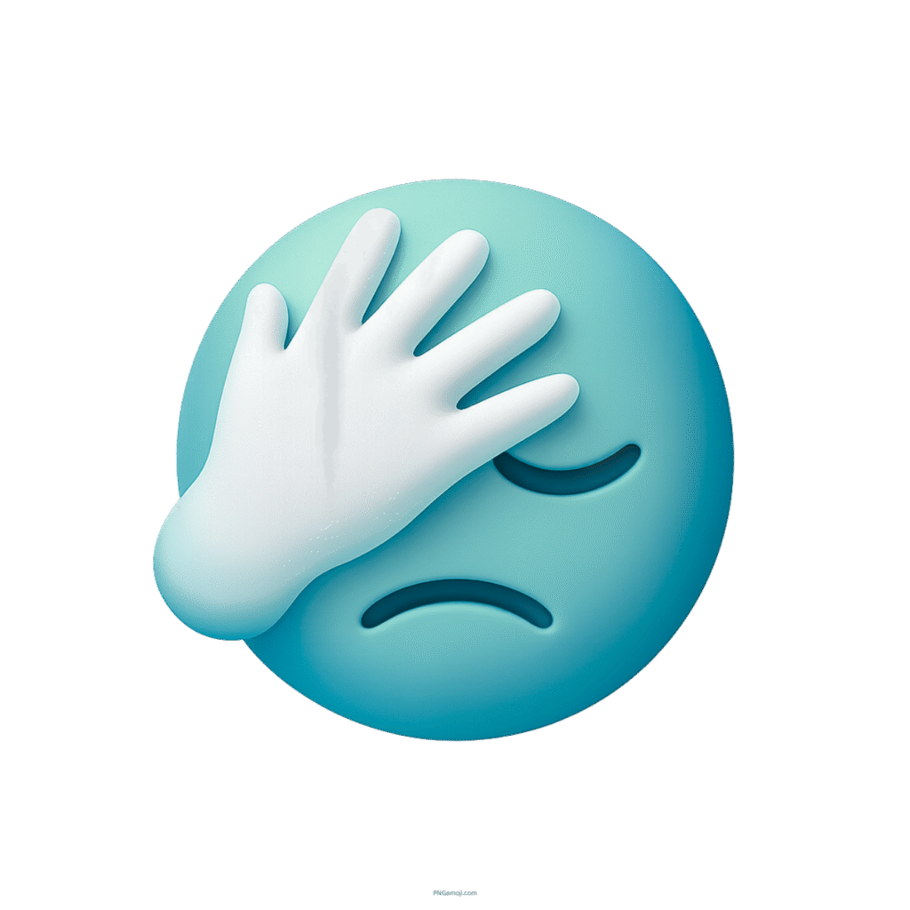 3D blue face palm emoji showing frustration, disappointment, or facepalm reaction