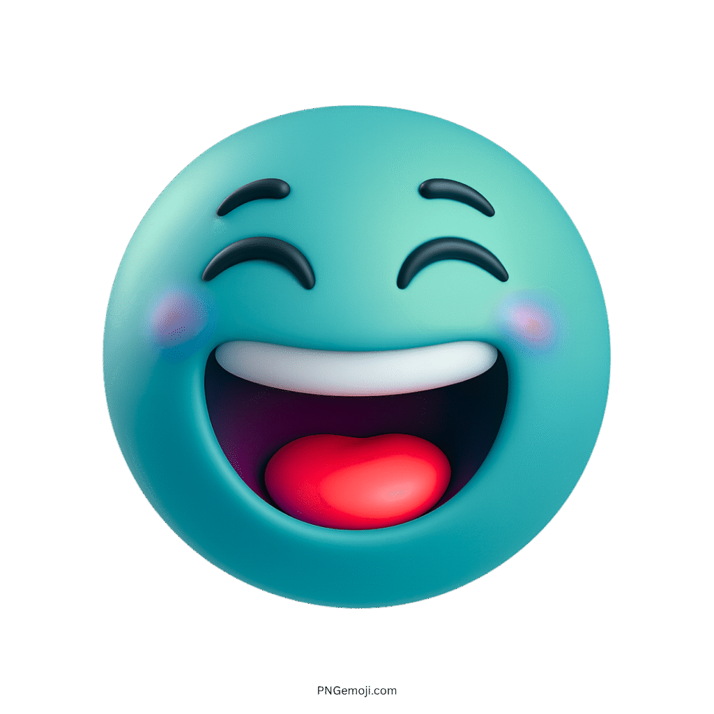 3D cheerful grin emoji with wide smile and happy expression