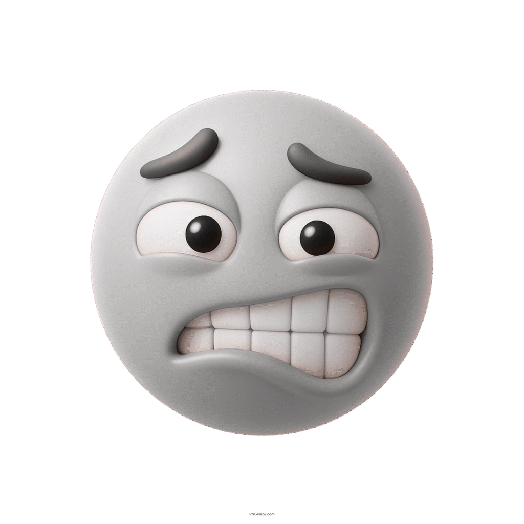 Cringed face light emoji with nervous expression in 3D cartoon style.
