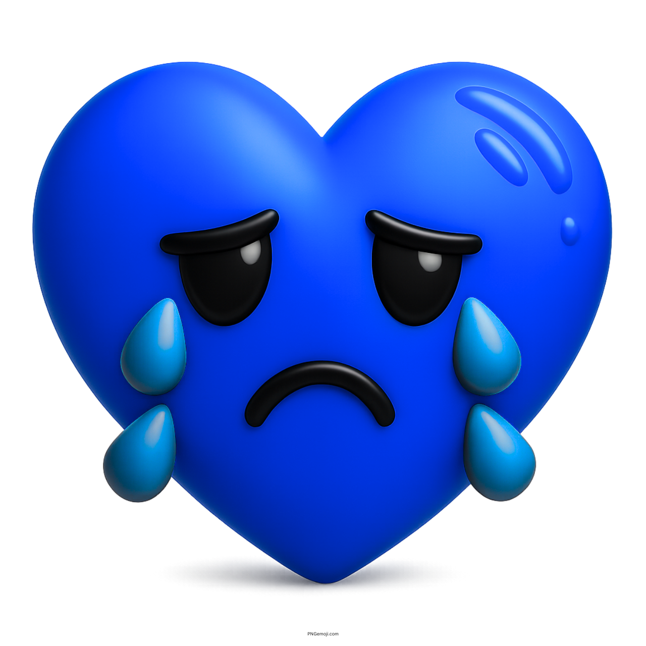Blue heart emoji with tears, sad face expressing heartbreak and emotional pain.