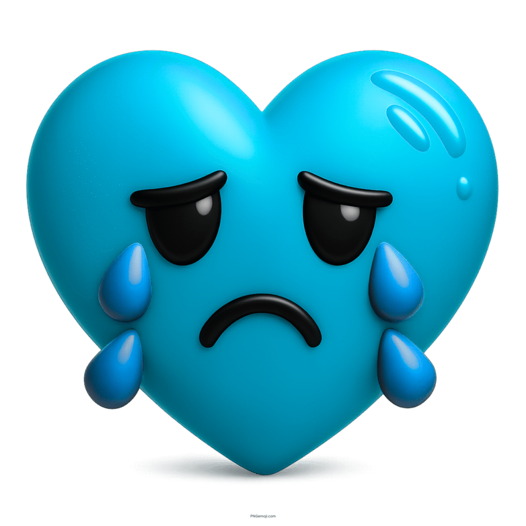Blue heart emoji with teardrops, expressing sadness, melancholy, heartbreak, or emotional sorrow.