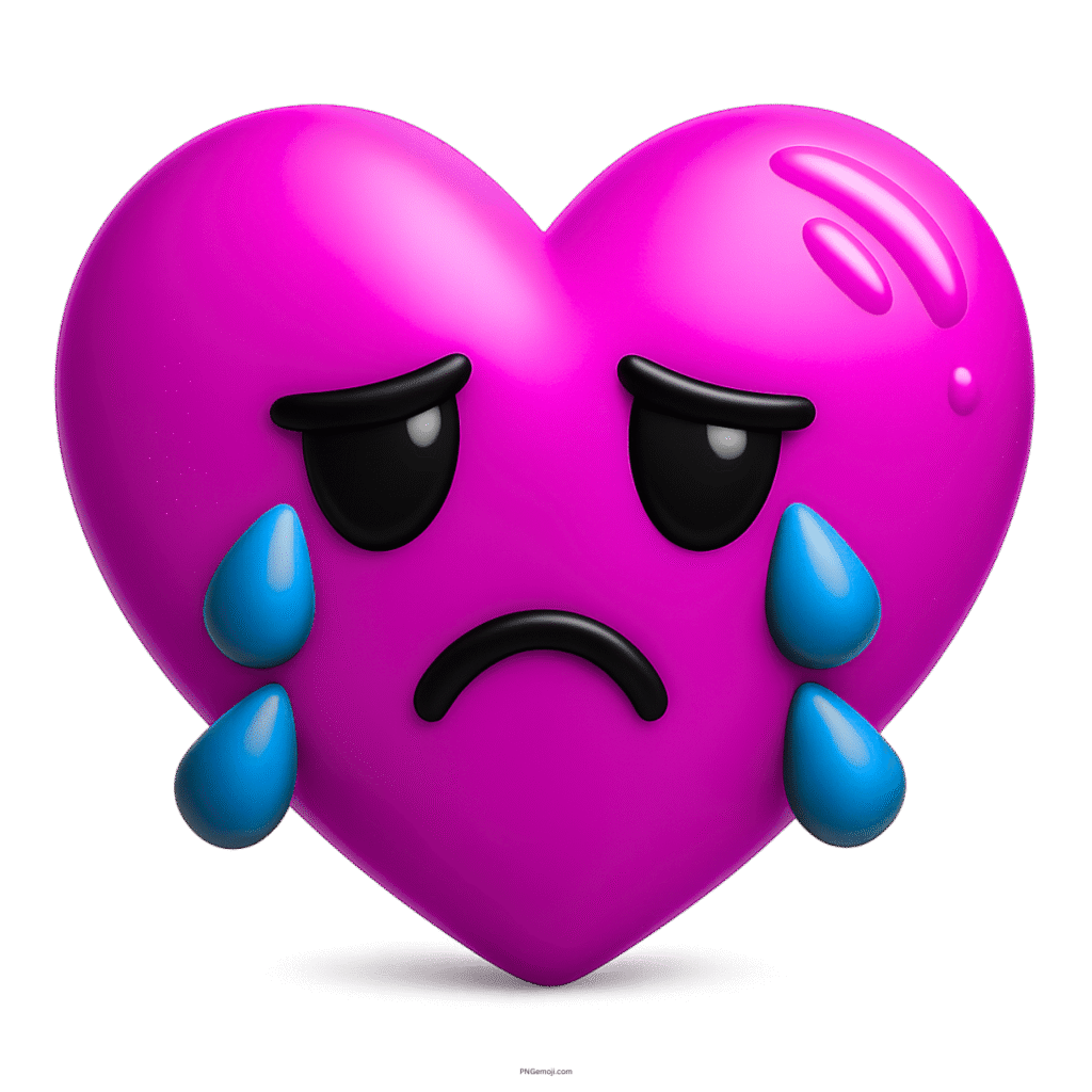 Pink heart emoji with tears, expressing sadness, heartbreak, emotional vulnerability, or deep sorrow.