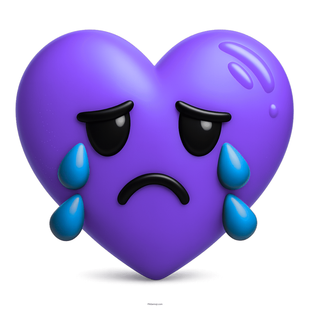 Purple heart emoji with tears, representing deep sadness, heartbreak, grief, or emotional struggle.
