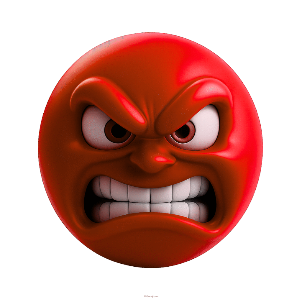 Furious red emoji with clenched teeth and angry eyes expressing extreme frustration