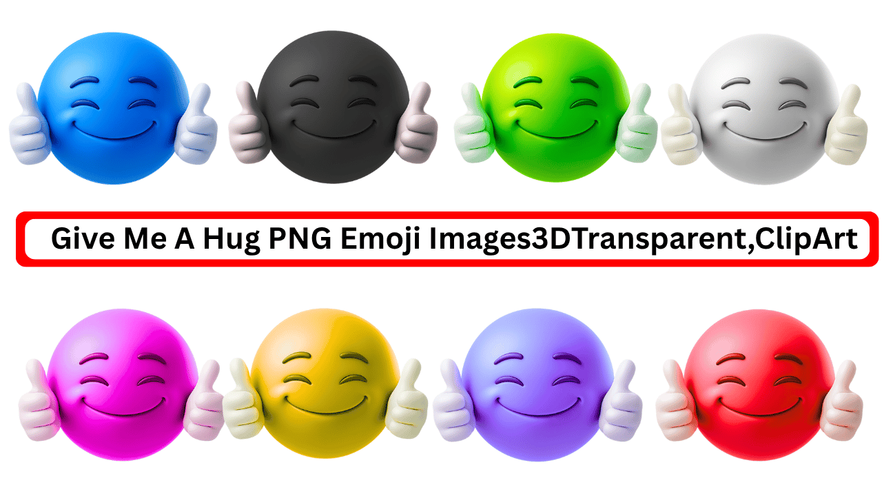 Colorful 3D emojis with smiling faces and thumbs up in transparent PNG format