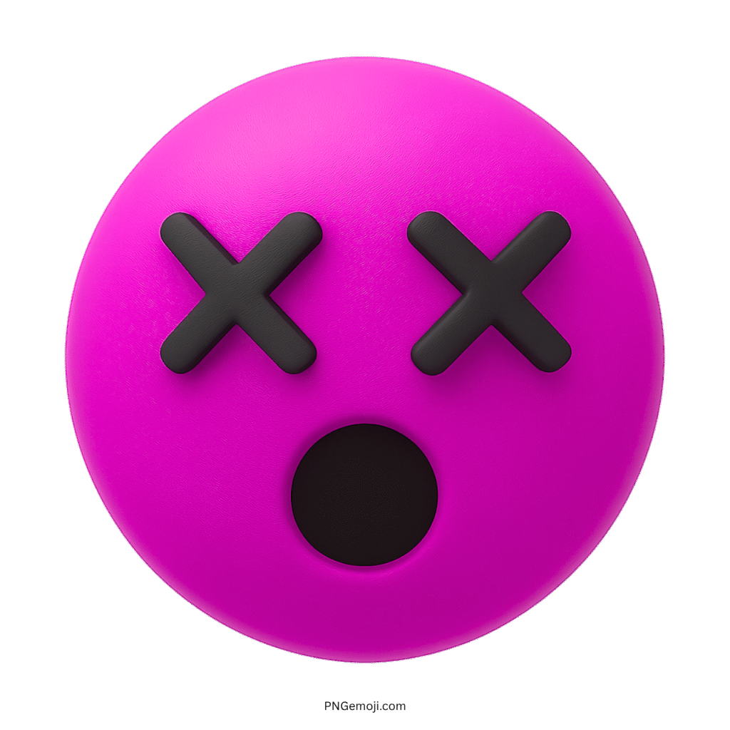 3D pink emoji with X eyes and open mouth showing stunned or shocked emotion