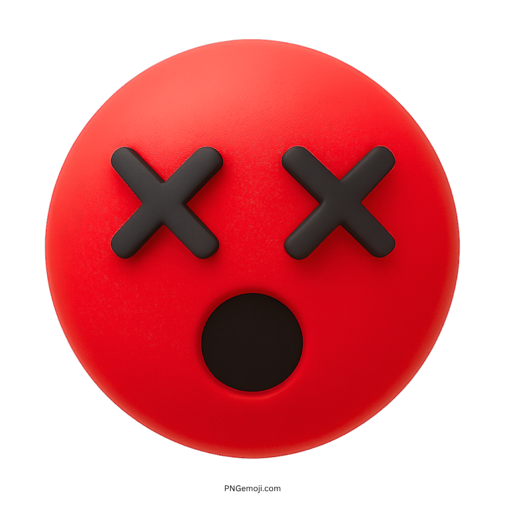 Red emoji with X eyes and open mouth showing stunned or hushed expression