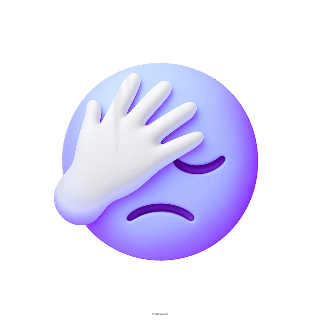 Purple 3D Facepalm Emoji Frustrated Reaction