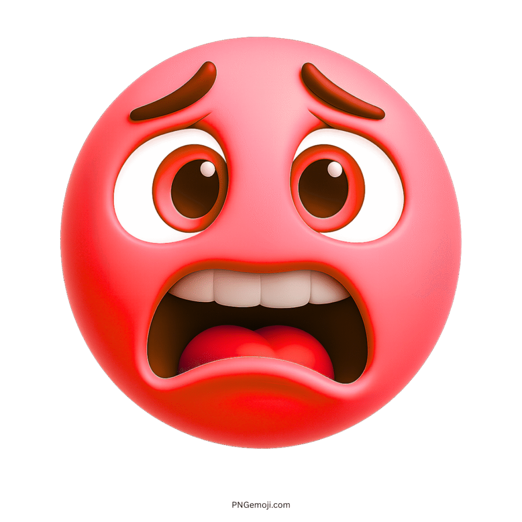 Red eek emoji with wide eyes, open mouth, and frightened expression