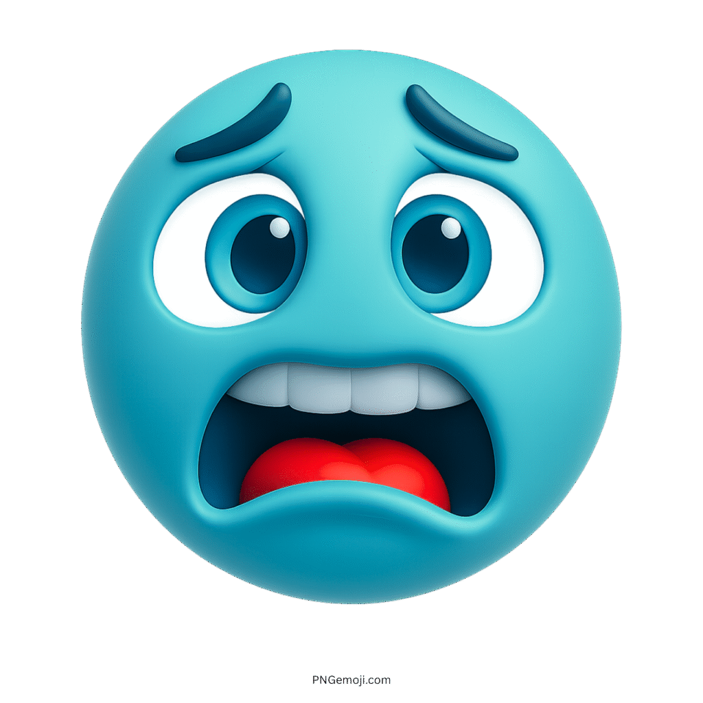 Teal eek emoji with wide eyes and open mouth showing scared reaction