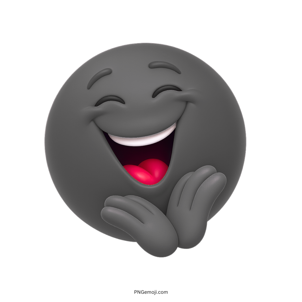 Too funny black 3D emoji laughing with hands under the chin