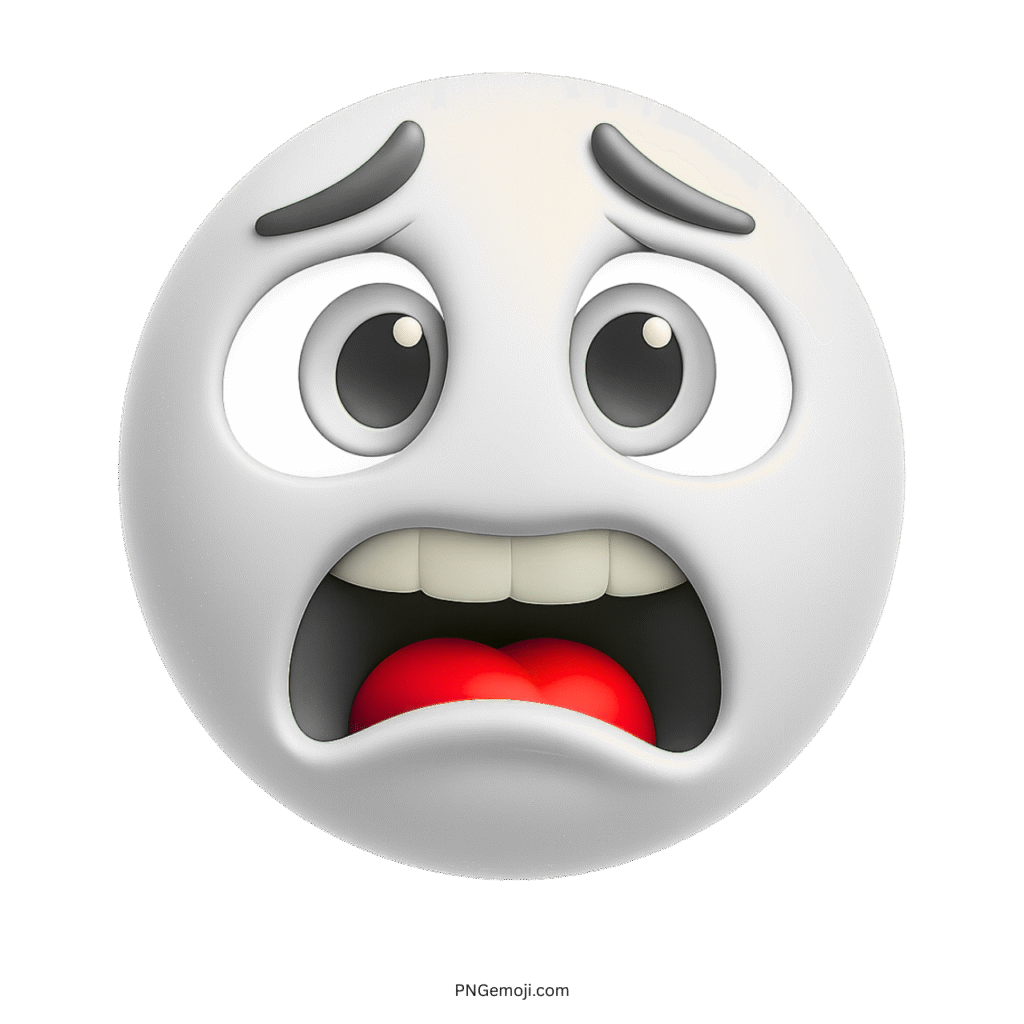 White eek emoji showing scared expression with big eyes and open mouth