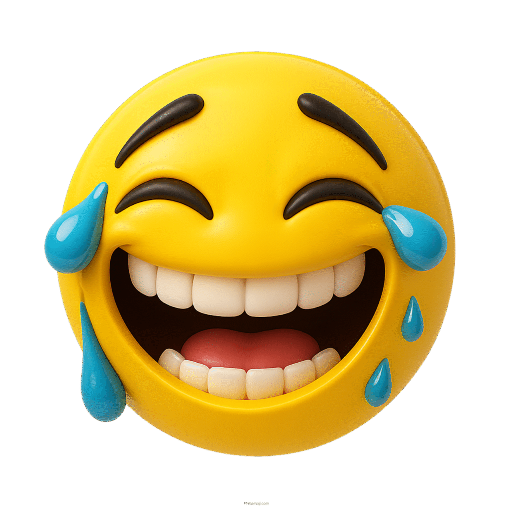 3D yellow emoji laughing with tears of joy and wide open mouth