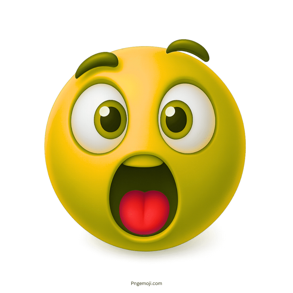 Yellow emoji with wide shocked eyes and surprised open red mouth
