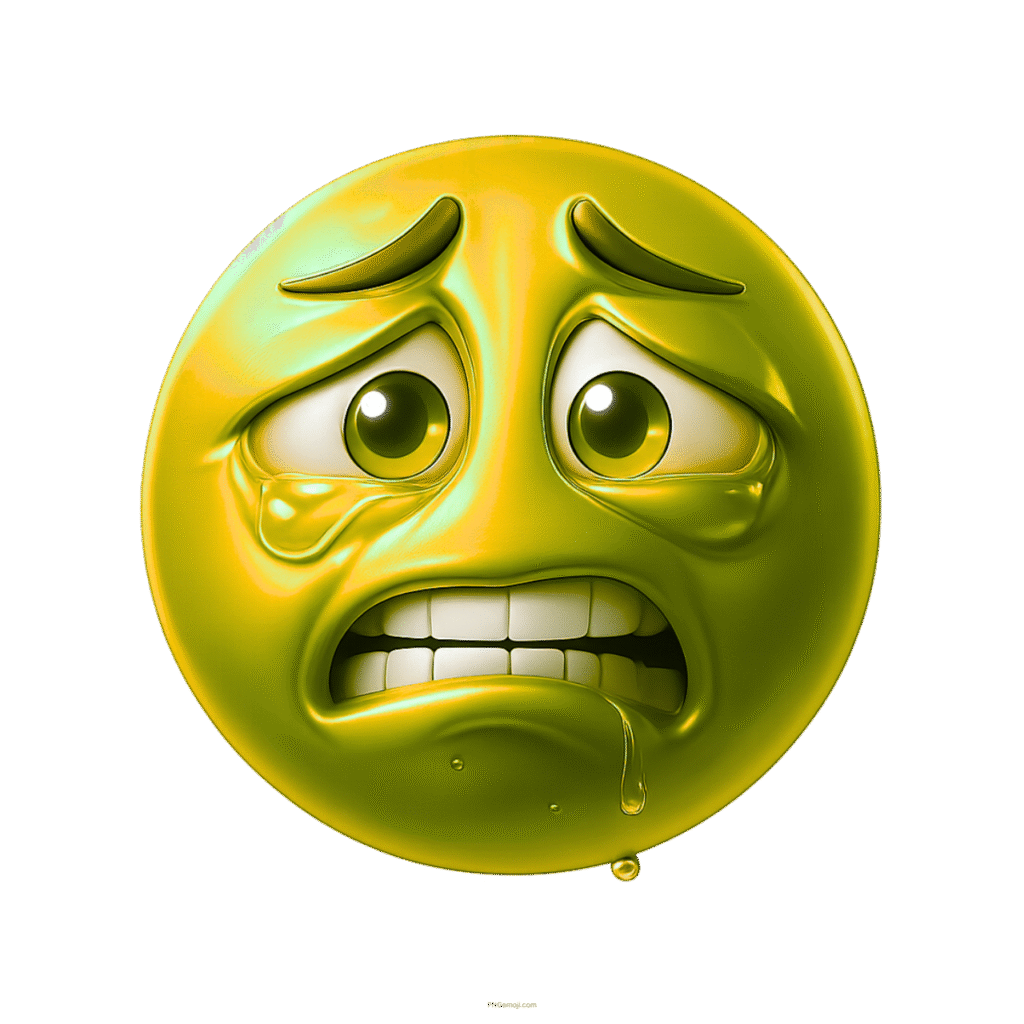 Yellow weary face emoji expressing fear, stress, anxiety, and emotional breakdown with tears