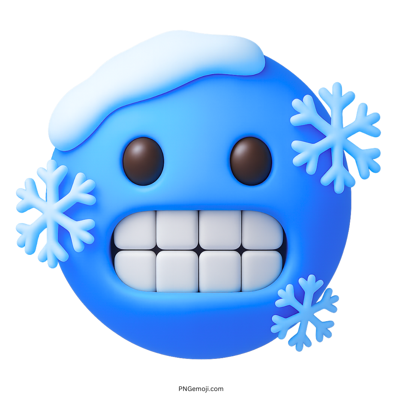 3D cold face emoji with ice and snowflakes showing freezing expression
