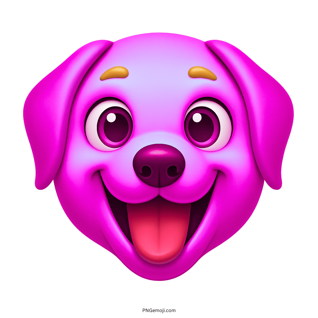 3D pink cartoon dog emoji with joyful eyes, cute smile, and tongue out