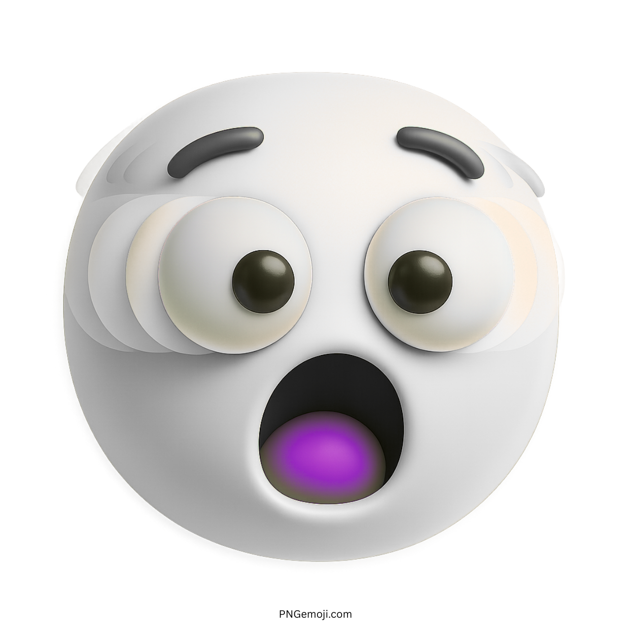 3D emoji shaking face with wide eyes showing fear, shock, and trembling reaction
