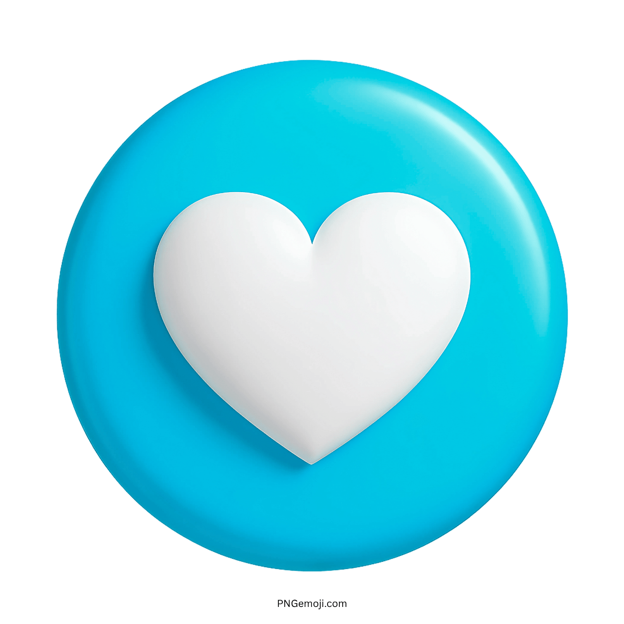 3D white heart emoji on bright blue circular background for social media and love reactions