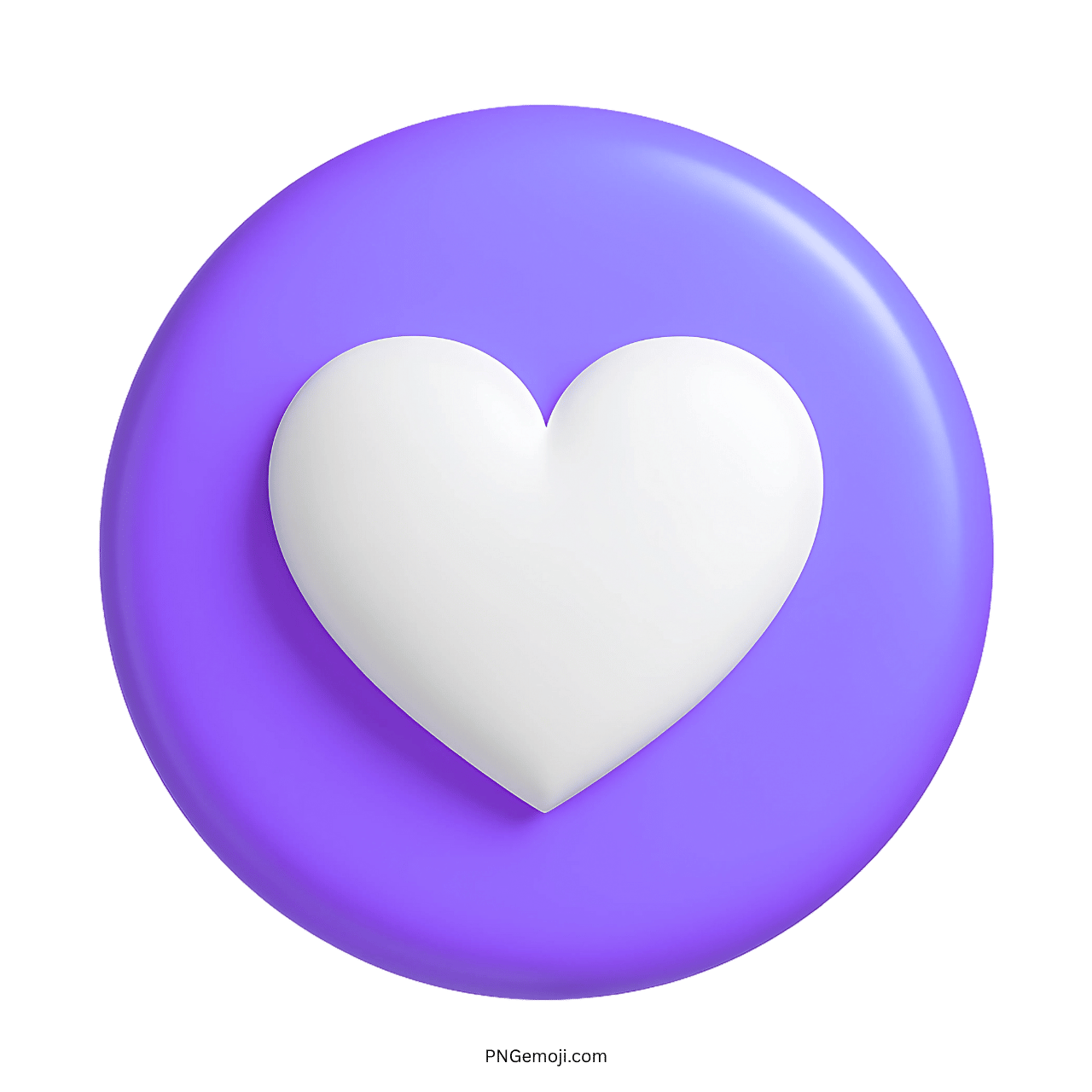 3D white heart on soft purple circle, expressing warmth, admiration, and modern love
