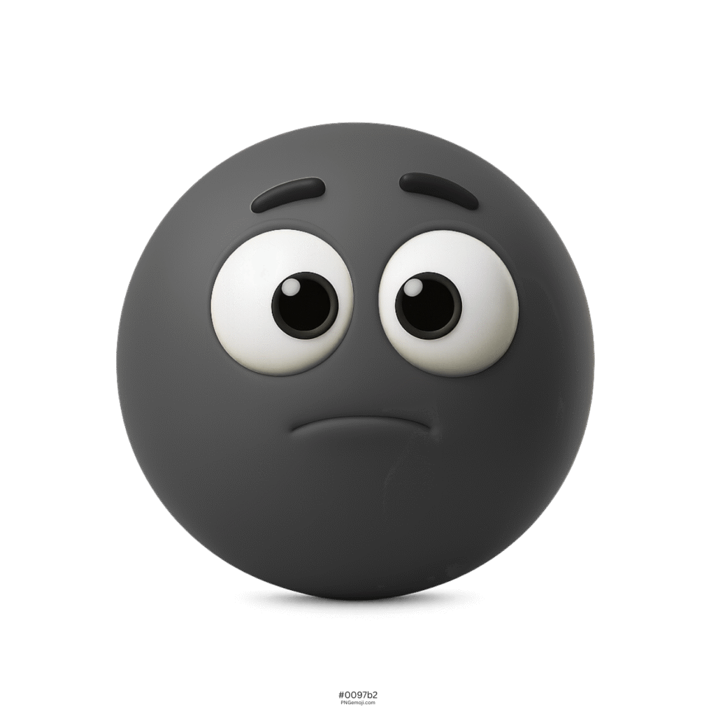 3D appalled emoji with big round eyes and subtle sad mouth expression