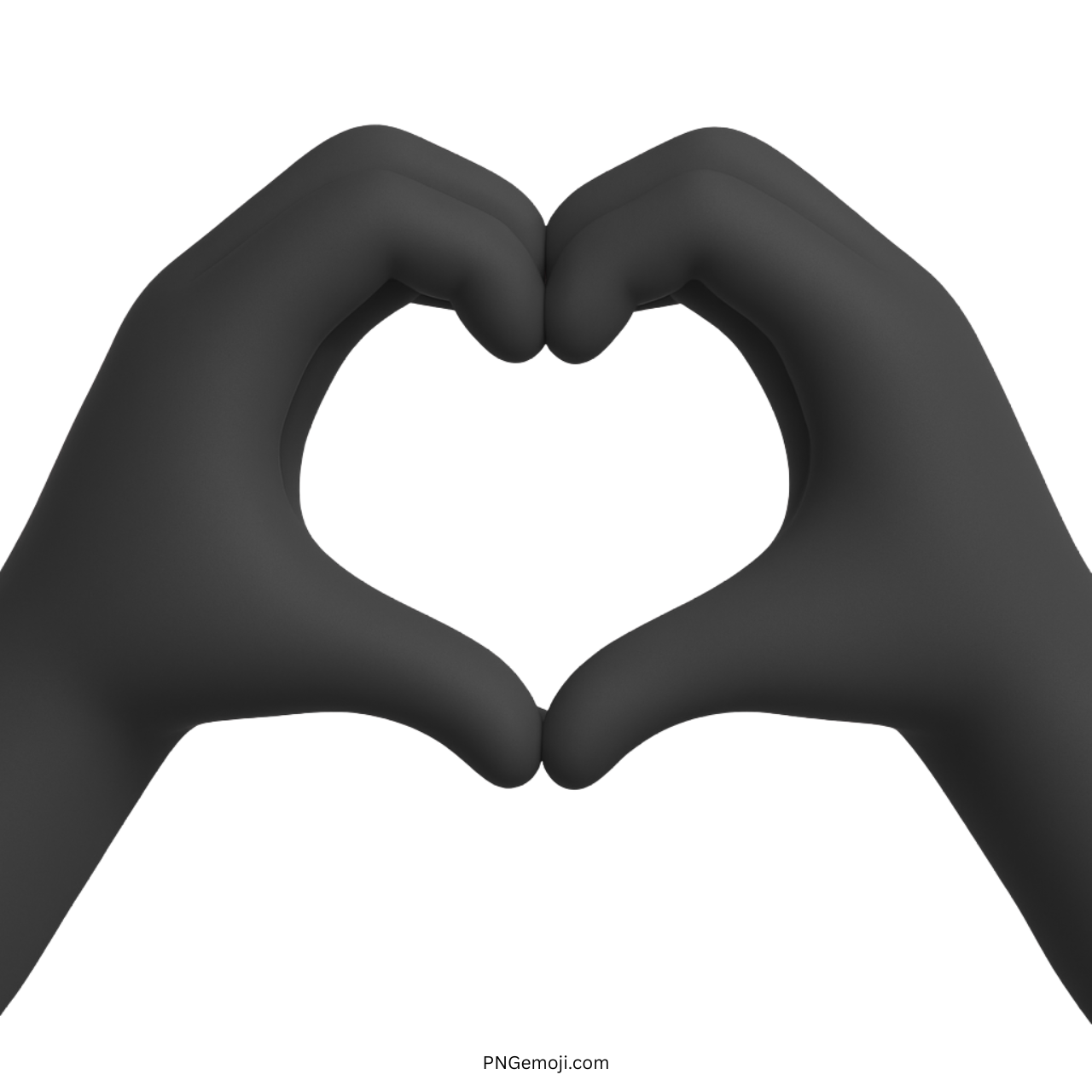 3D black hands forming a heart shape love sign emoji with modern style