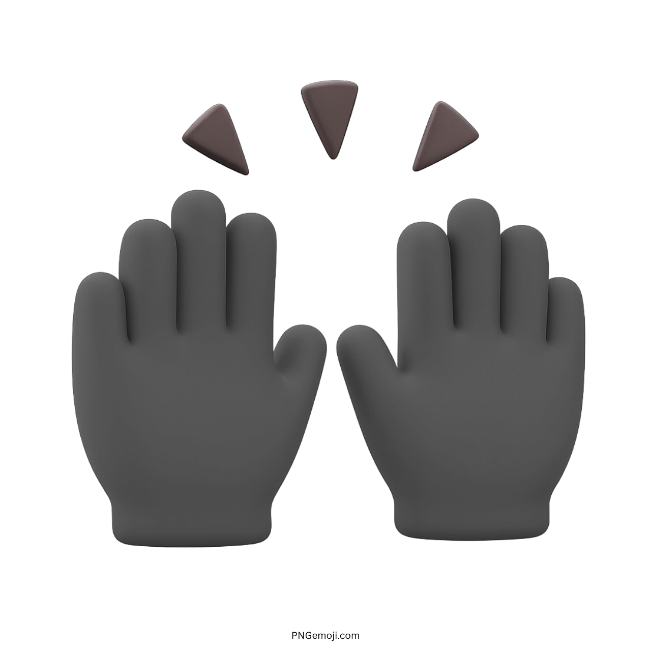 3D black high five emoji hands with celebratory triangles above